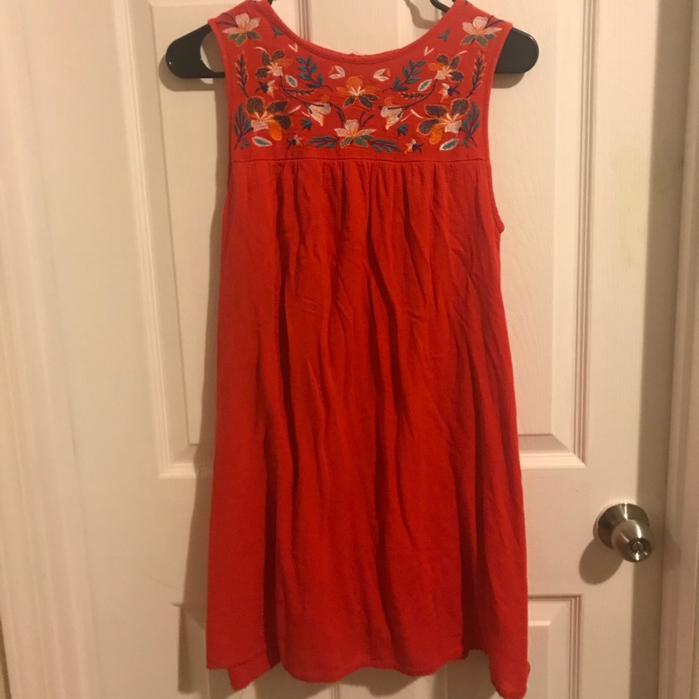 floral red dress